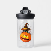 Halloween Cute Kat Witch en Pumpkin Friend Waterfles (Voorkant)