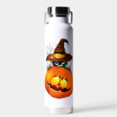 Halloween Cute Kat Witch en Pumpkin Friend Waterfles (Voorkant)