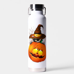 Halloween Cute Kat Witch en Pumpkin Friend Waterfles