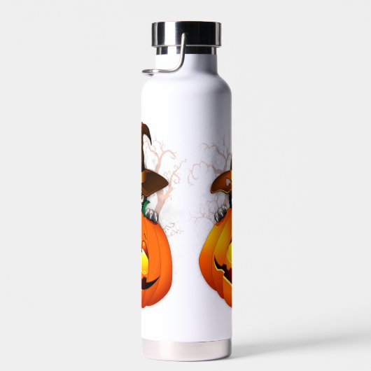 Halloween Cute Kat Witch en Pumpkin Friend Waterfles (Rechts)