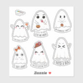 Halloween Cute Kawaii Ghost Custom Cut Vinyl Sticker (Vel)