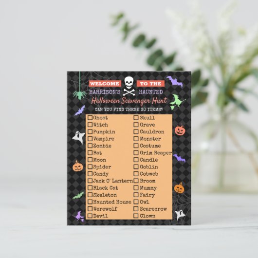 Halloween Cute Kinder Scavenger Hunt List (Staand voorkant)