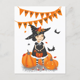 Halloween Cute Little Witch Briefkaart