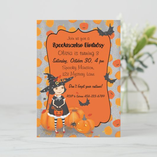 Halloween Cute Little Witch Kaart (Staand voorkant)