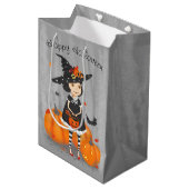 Halloween Cute Little Witch Medium Cadeauzakje (Voorkant Gekanteld)