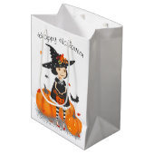 Halloween Cute Little Witch Medium Gift Bag Cadeauzakje (Voorkant Gekanteld)