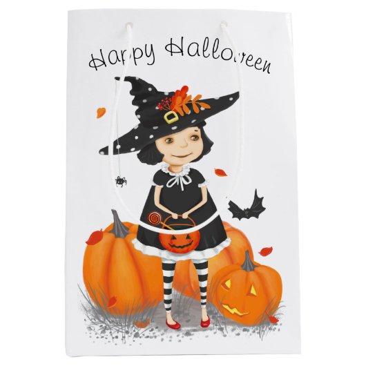 Halloween Cute Little Witch Medium Gift Bag Cadeauzakje (Voorkant)