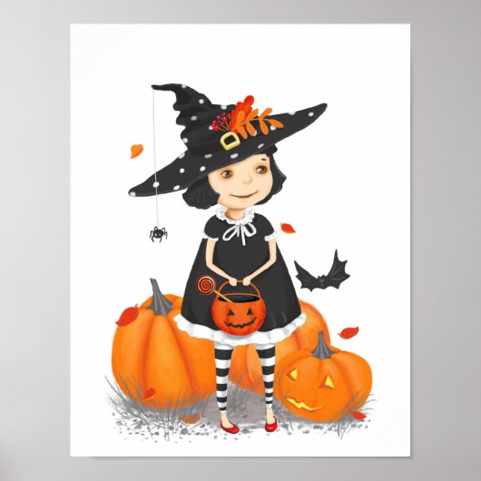 Halloween Cute Little Witch Poster (Voorkant)