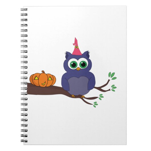 Halloween Cute Owl and a Pumpkin Notitieboek (Voorkant)