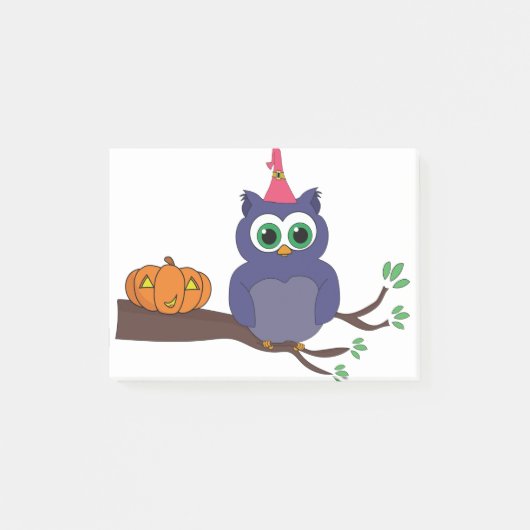 Halloween Cute Owl and a Pumpkin Post-it® Notes (Voorkant)