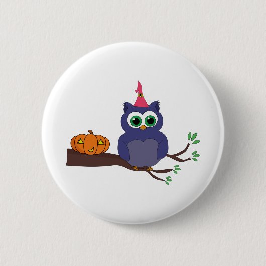 Halloween Cute Owl and a Pumpkin Ronde Button 5,7 Cm (Voorkant)