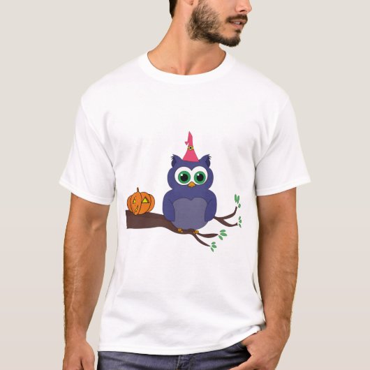Halloween Cute Owl and a Pumpkin T-shirt (Voorkant)