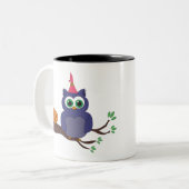 Halloween Cute Owl and a Pumpkin Tweekleurige Koffiemok (Voorkant links)