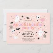 Halloween Cute Pink Ghost Birthday Spooktacular Kaart (Voorkant)