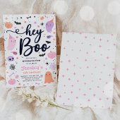 Halloween Cute Pink Ghost Birthday Spooktacular Kaart