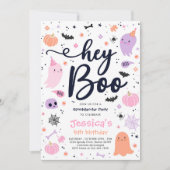 Halloween Cute Pink Ghost Birthday Spooktacular Kaart (Voorkant)