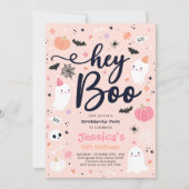 Halloween Cute Pink Ghost Birthday Spooktacular Kaart (Voorkant)