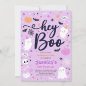 Halloween Cute Pink Ghost Birthday Spooktacular Kaart (Voorkant)