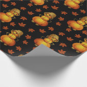Halloween Cute Pumpkin Autumn Leaves Pattern Cadeaupapier (Hoek)