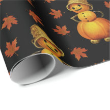 Halloween Cute Pumpkin Autumn Leaves Pattern