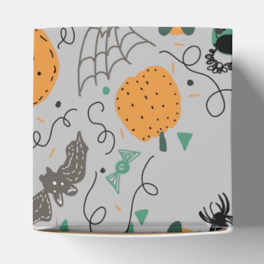 Halloween Cute Pumpkin Bat Doodle Pattern Grey Bedankdoosjes (Bovenkant)