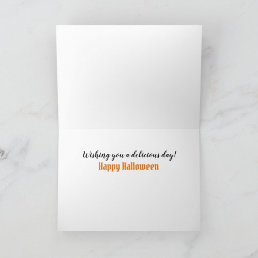 Halloween Cute Pumpkin Ghost Cupcake Kaart (Binnen)