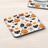 Halloween Cute Pumpkin, Spider, Black Cat Bier Onderzetter (Linkerzijde)