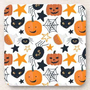 Halloween Cute Pumpkin, Spider, Black Cat Bier Onderzetter