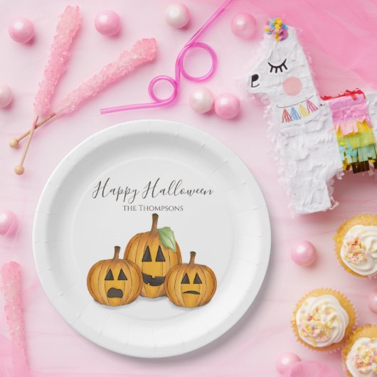 Halloween Cute Pumpkins Jack O'lantern Papieren Bordje (Feest)