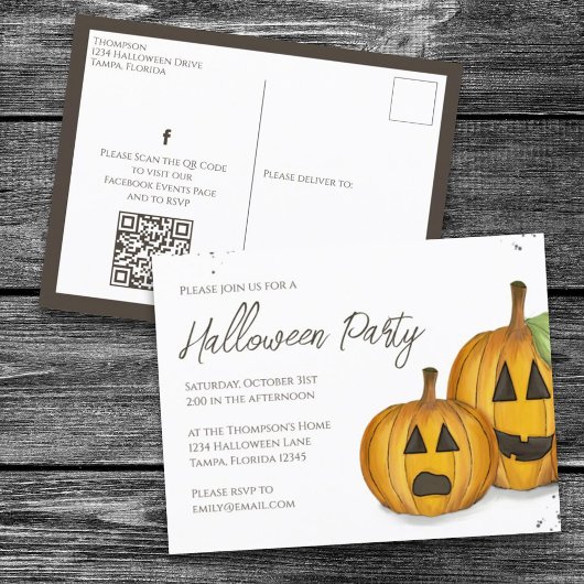 Halloween Cute Pumpkins Jack Simple Social Media Briefkaart
