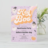 Halloween Cute Retro Spooky Ghost Birthday Party Kaart (Staand voorkant)