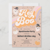 Halloween Cute Retro Spooky Ghost Birthday Party Kaart (Voorkant)