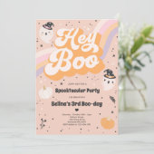 Halloween Cute Retro Spooky Ghost Birthday Party Kaart (Staand voorkant)