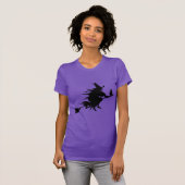 Halloween Cute Scary Black Witch Paars T-shirt (Voorkant volledig)
