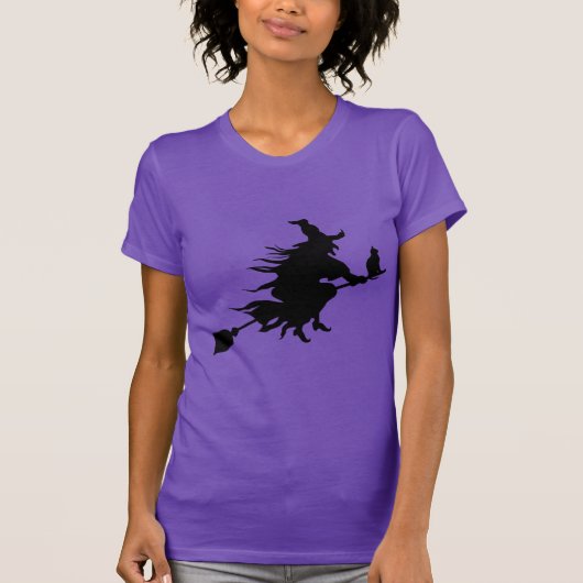 Halloween Cute Scary Black Witch Paars T-shirt (Voorkant)