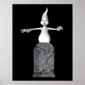 Halloween Cute Scary Ghost en Tombstone Poster (Voorkant)