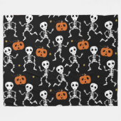 Halloween Cute Skeletons and Pumpkins Fleece Deken (Voorkant (Horizontaal))
