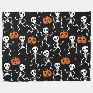 Halloween Cute Skeletten en Pompoenen Fleece Deken