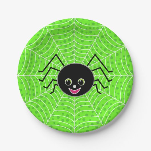 Halloween Cute Spider op internet Papieren Bordje (Voorkant)