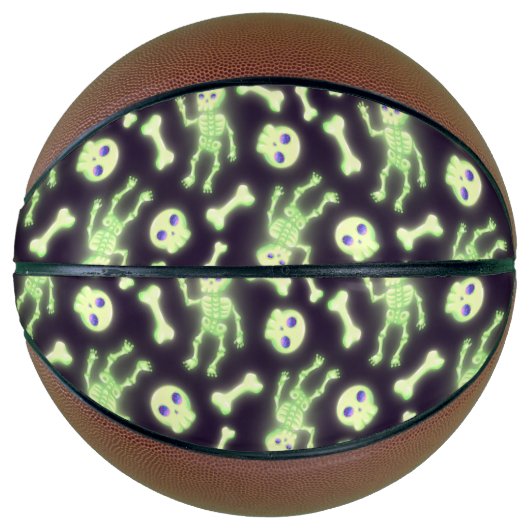 Halloween Cute Spooky Glow Skeleton Bot Skull Basketbal (Voorkant)