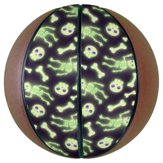 Halloween Cute Spooky Glow Skeleton Bot Skull Basketbal (Verticaal)