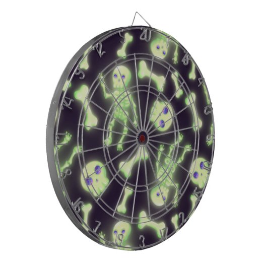 Halloween Cute Spooky Glow Skeleton Bot Skull Dartbord (Voorkant Links)