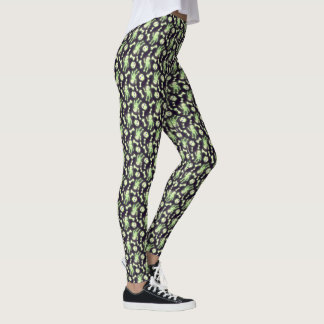 Halloween Cute Spooky Glow Skeleton Bot Skull Leggings