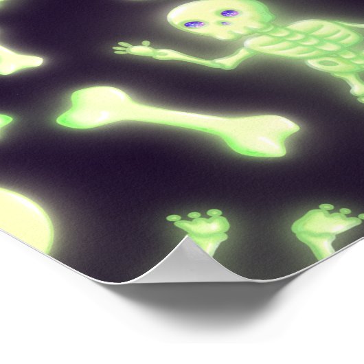 Halloween Cute Spooky Glow Skeleton Bot Skull Poster (Hoek)