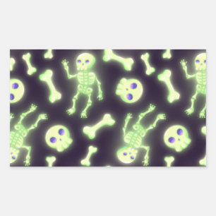 Halloween Cute Spooky Glow Skeleton Bot Skull Rechthoekige Sticker