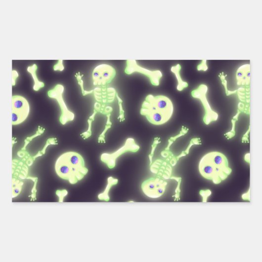 Halloween Cute Spooky Glow Skeleton Bot Skull Rechthoekige Sticker (Voorkant)