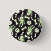 Halloween Cute Spooky Glow Skeleton Bot Skull Ronde Button 3,2 Cm (Voorkant)