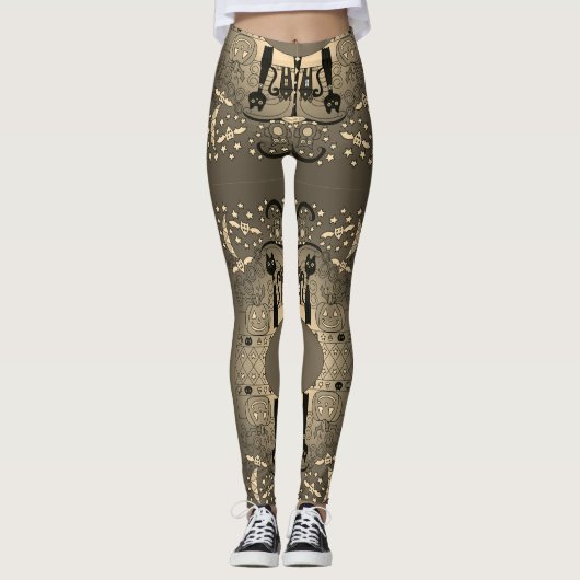 Halloween Cute & Spooky Leggings Neutrale Kleur (Voorkant)