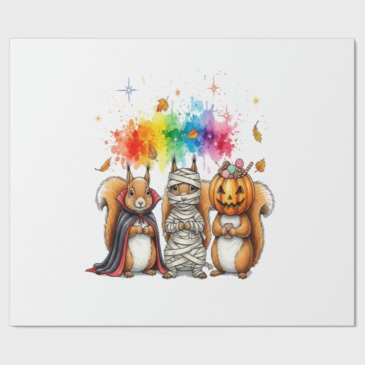 Halloween Cute Squirrels Costume Cadeaupapier (Vlak)