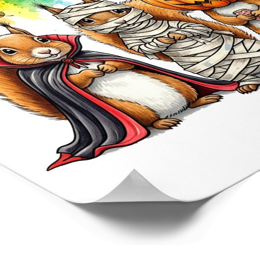 Halloween Cute Squirrels Costume Poster (Hoek)
